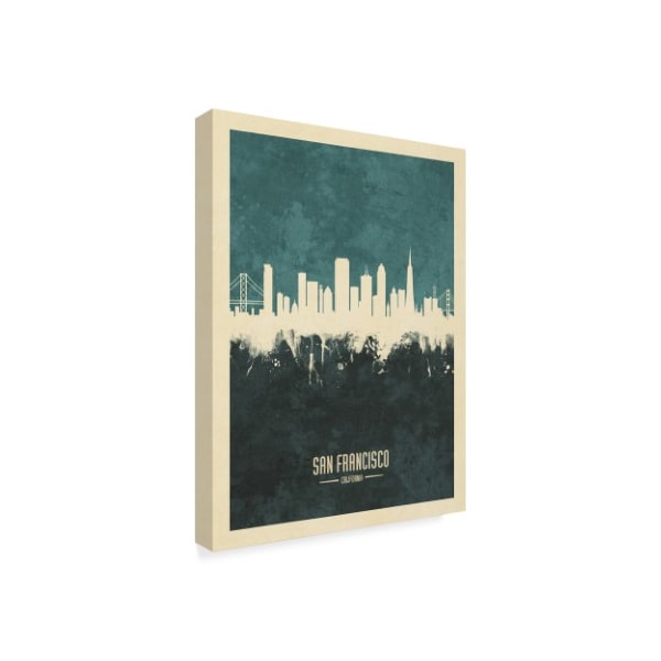 Michael Tompsett 'San Francisco California Skyline Teal' Canvas Art,35x47